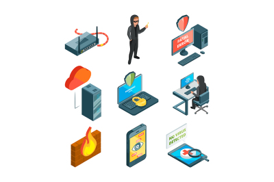 Icon set of internet security. Web protection