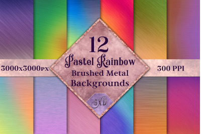 Pastel Rainbow Brushed Metal-Style Backgrounds - 12 Image Set