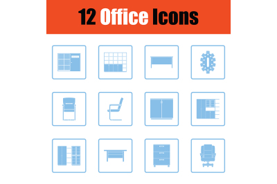 Office furniture icon set