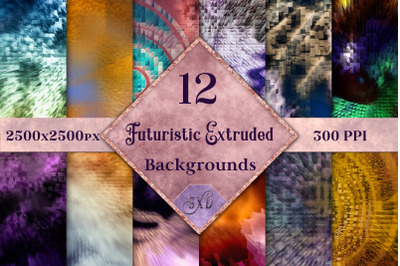 Futuristic Abstract Extruded Backgrounds - 12 Image Set