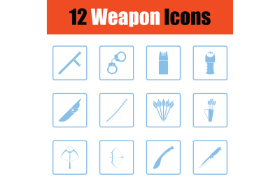 Set of twelve weapon icons