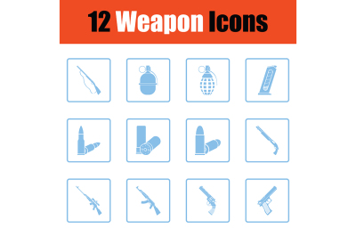 Set of twelve weapon icons