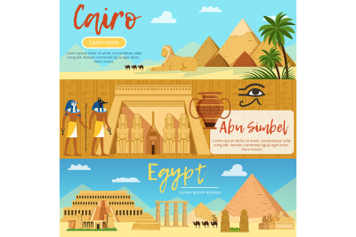 Horizontal banners of egypt landscape