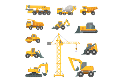 Heavy construction machines. Excavator, bulldozer and other technique