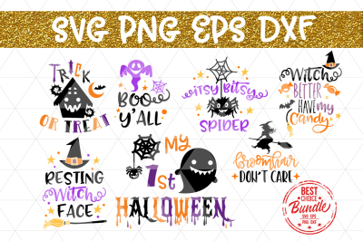 Halloween Bundle SVG Cut Files, Trick Or Treat DXF PNG EPS