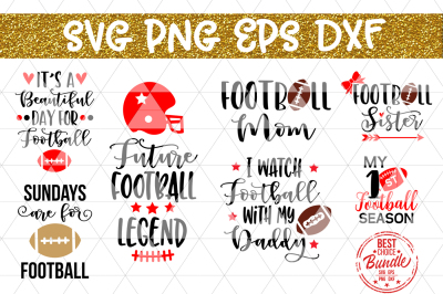 Football Bundle SVG Cut File, Sports SVG, EPS, PNG, DXF