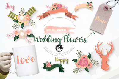 Wedding flowers graphics illustrations