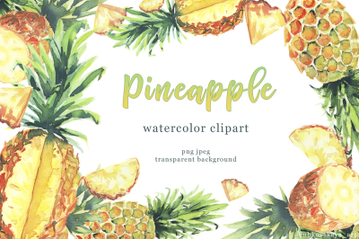 Watercolor Pineapple Clipart 
