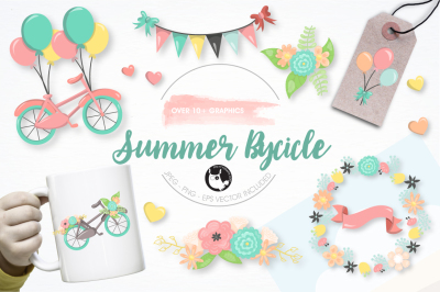 Summer bicycle graphics and illustrations