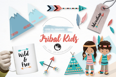 Tribal kids graphics and illustrations