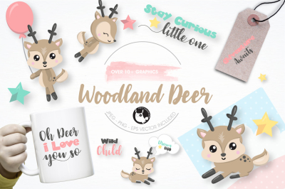 Woodland deer graphics and illustrations
