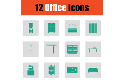 Office furniture icon set