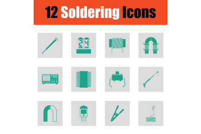 Set of twelve soldering  icons