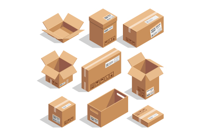 Opening and closed cardboard boxes