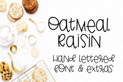 Oatmeal Raisin Hand Lettered Font With Extras 