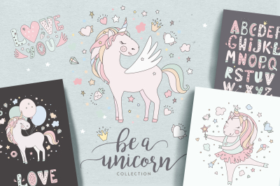 Magical collection of unicorns