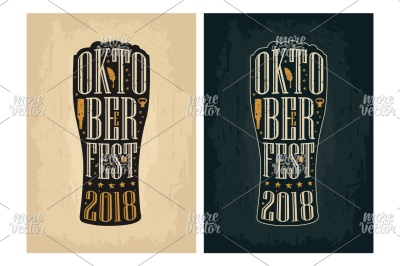 Typography poster. Beer glass on brown old paper background. 