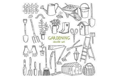 Vector hand drawn illustrations of gardening