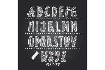 Hand drawn letters writing on black school chalkboard