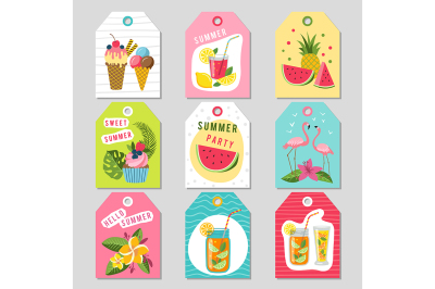 Gift tags with summer tropical decoration