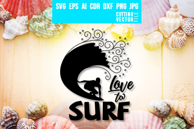 Love to Surf - svg, eps, ai, cdr, dxf, png, jpg