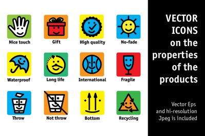 Vector icons properties of products