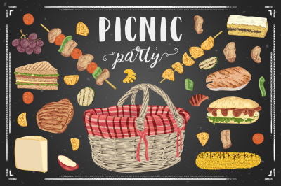 Vector picnic party set