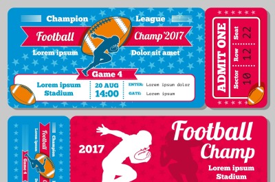 Rugby&2C; football sports ticket card vector retro design