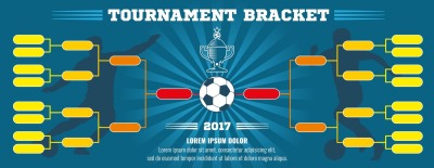 Soccer banner&2C; European football tournament bracket with ball. Vector 