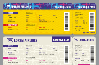 Airplane vector traveling tickets template