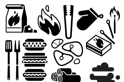Black barbecue, food flyer, BBQ vector icons