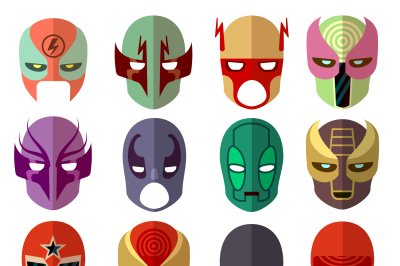 Hero mask characters vector flat icons