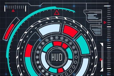 Futuristic user interface elements vector set. HUD ui for virtual touc