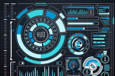 Sci-fi futuristic virtual graphic touch user interface HUD