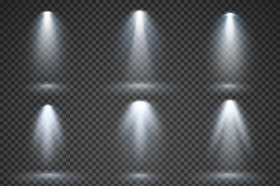 Vector light sources, concert lighting, stage spotlights set