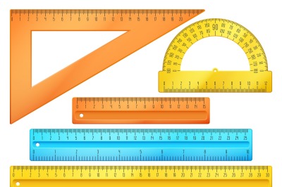 School instruments, rulers vector set