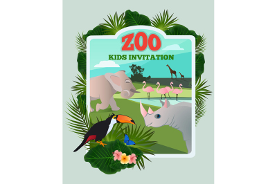 Invitation for kids party. Vector poster template