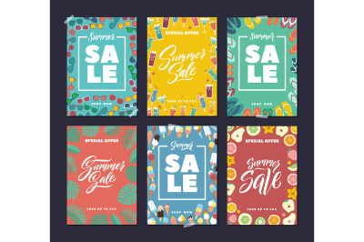 Summer sale. Colorful fashion banners set with abstract background 