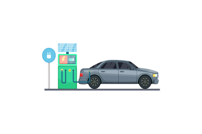 Vector illustration of electrical car charging station