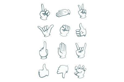 Cartoon hands in different positions