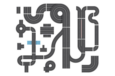 Map from different fragments of city road. Highway traffic