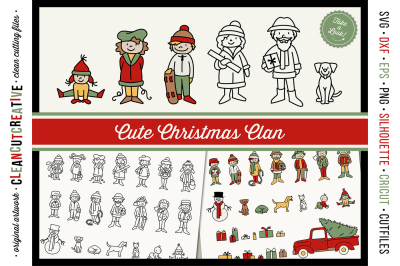 Cute Christmas Clan - Christmas Family Characters cutfiles
