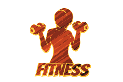 Fitness Emblem with Athletic Woman Silhouette