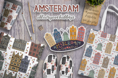 Amsterdam buildings set