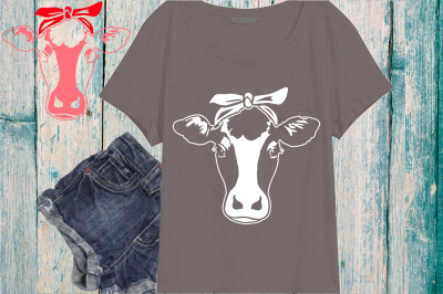 Cow Head whit Bandana Silhouette SVG western Farm Milk 890S