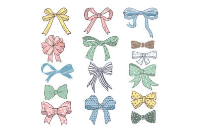 Holiday bows and ribbons in cartoon style