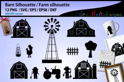 Barn svg silhouette / Barn vector / farm svg / farm svg silhouette 