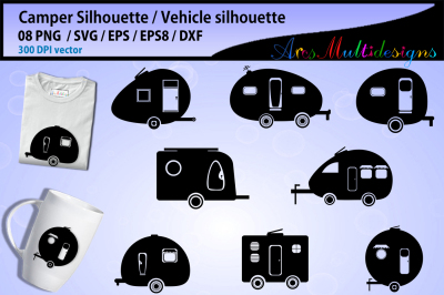 Camper Car SVG silhouette / Camper SVG / Camping Svg / Camper Car Clip
