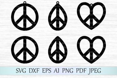 Peace earrings SVG, Earrings cut file, Earrings craft, Earrings dxf