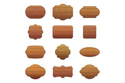 Illustration set of different shapes with wooden texture